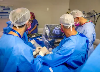 Médicos operam coração de feto dentro da barriga da mãe em hospital no RS