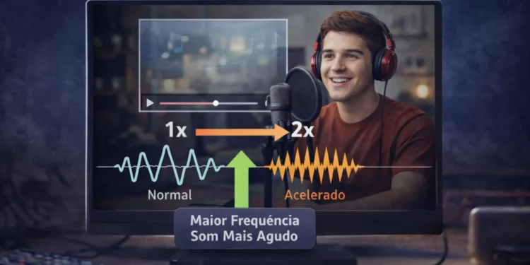 Por que o som muda quando você acelera um vídeo?